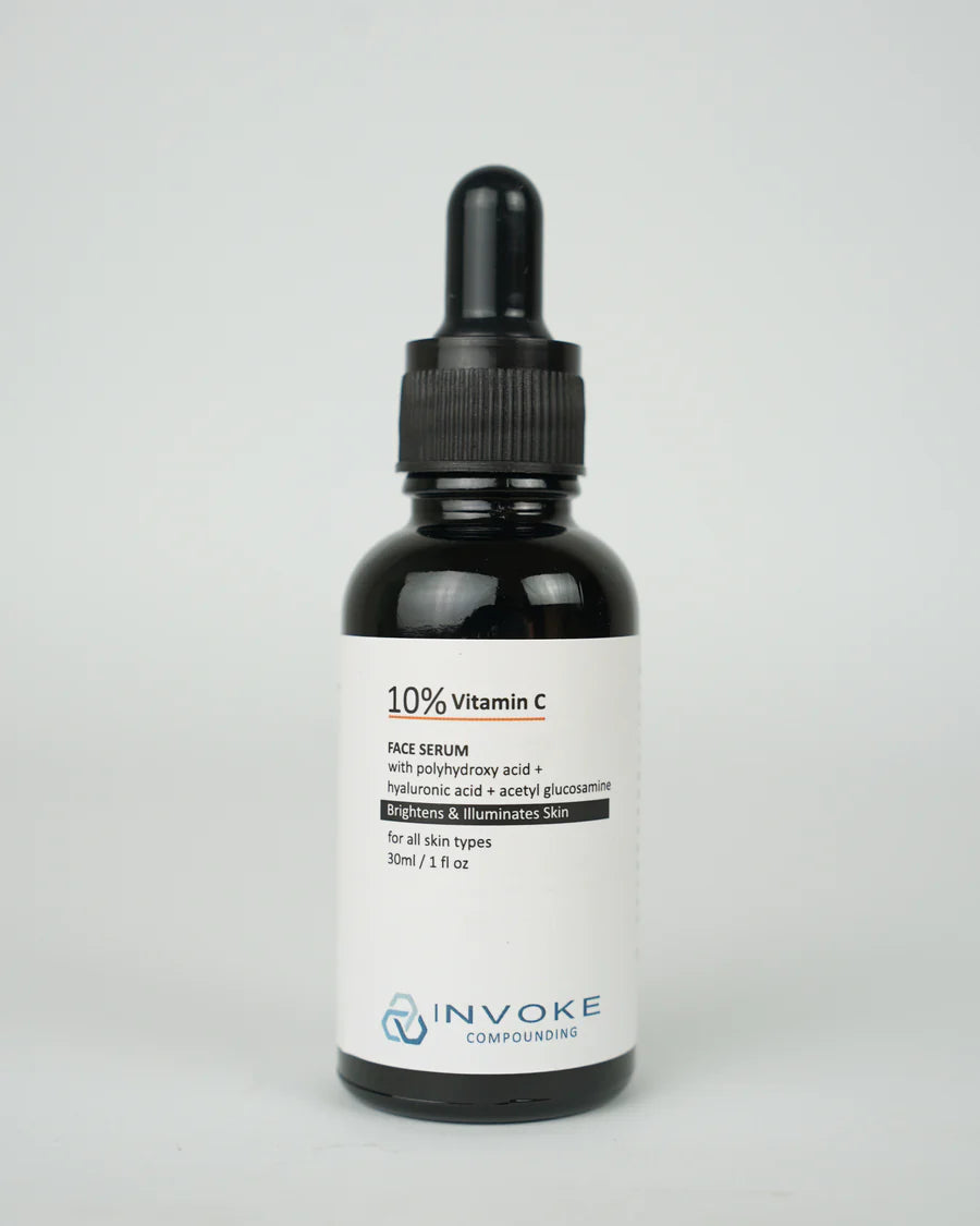 Serum with 10% Vitamin C (Ethyl Ascorbic Acid), Acetyl Glucosamine, Gluconolactone (PHA) and Hyaluronic Acid