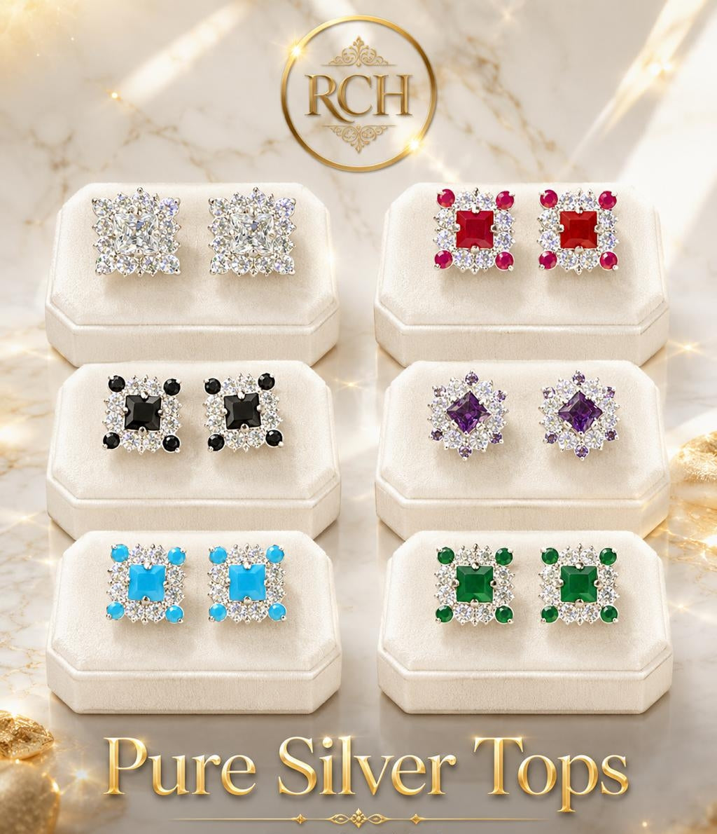 Pure Silver Tops/ Rahat Chandi House/ Price per pair of Tops=Rs 2450