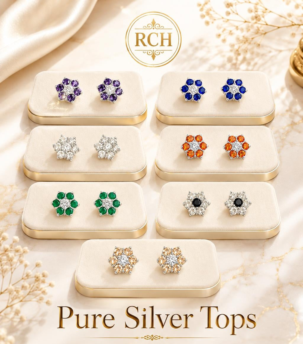 Pure Silver Tops/ Rahat Chandi House/ Price per pair of Tops=Rs 2250