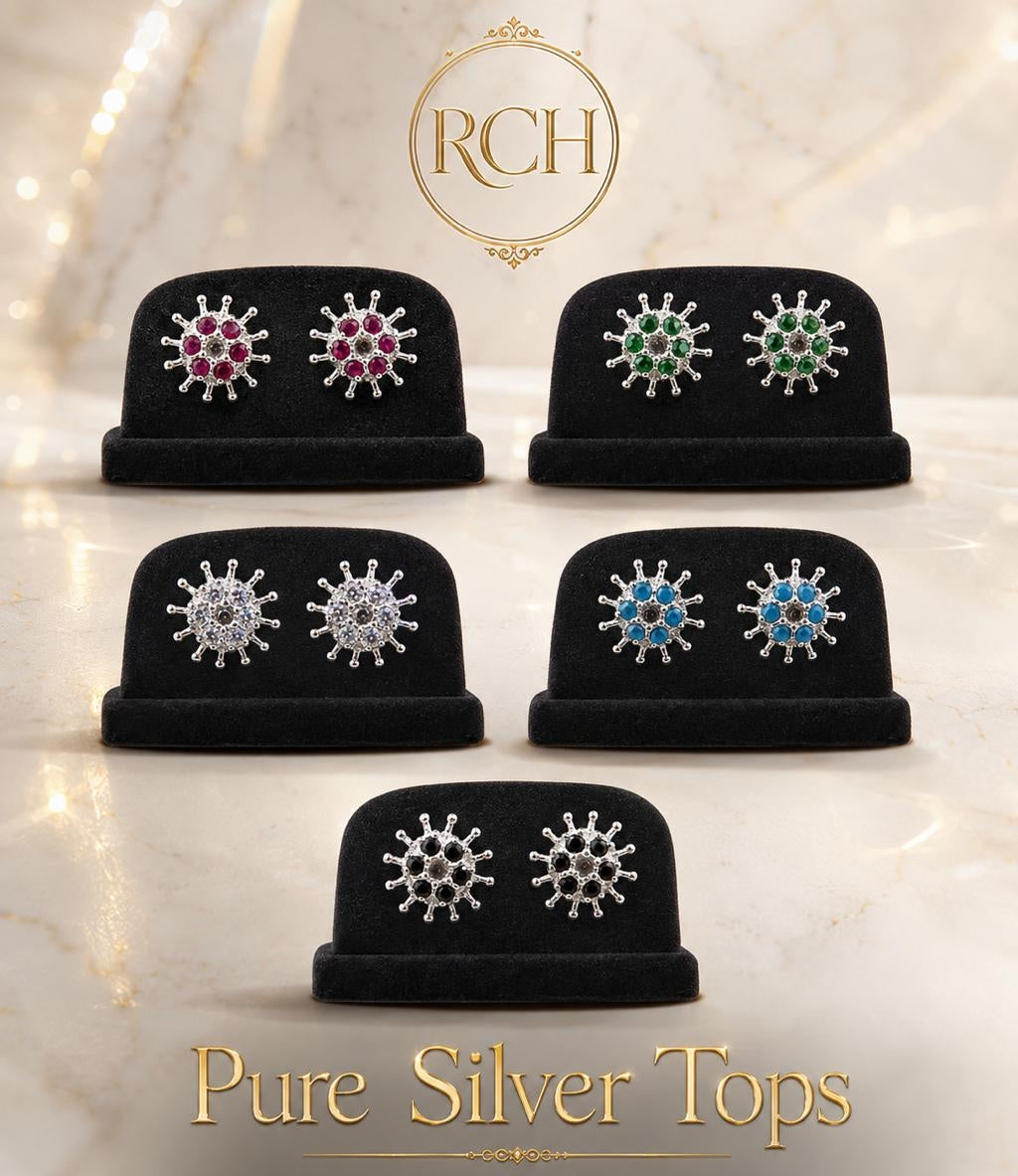Pure Silver Tops/ Rahat Chandi House/ Price per pair of Tops=Rs 2450