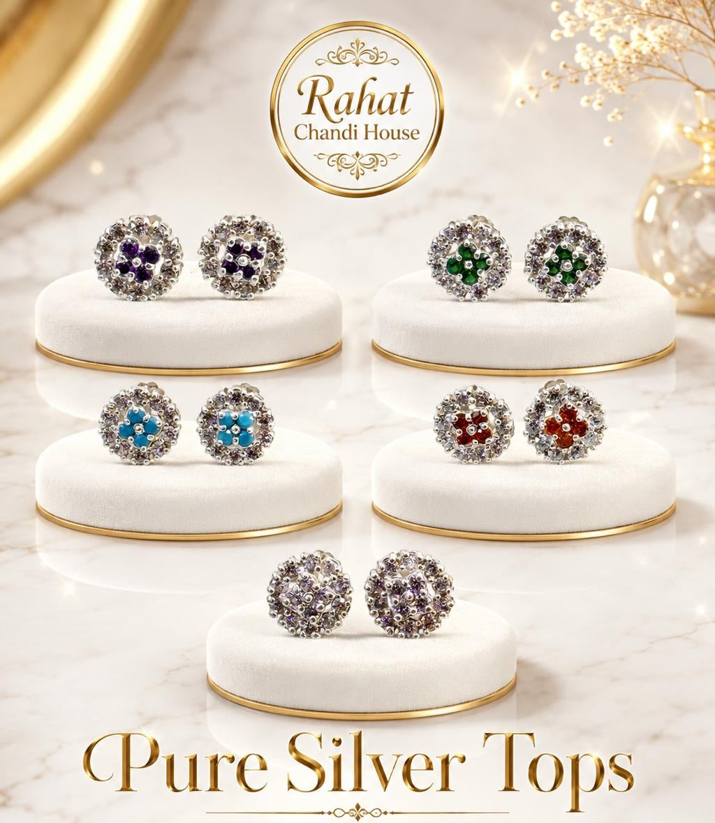 Pure Silver Tops/ Rahat Chandi House/ Price per pair of Tops=Rs 2550