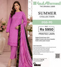 GulAhmed THE ORIGINAL PRINTED LAWN SUMMER COLLECTION /  Content Include: Digital Printed lawn shirt Digital Printed voile fancy dupatta Solid cotton plain trouser