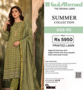 GulAhmed THE ORIGINAL PRINTED LAWN SUMMER COLLECTION /   Content Include: Digital Printed lawn shirt Digital Printed voile fancy dupatta Solid cotton plain trouser
